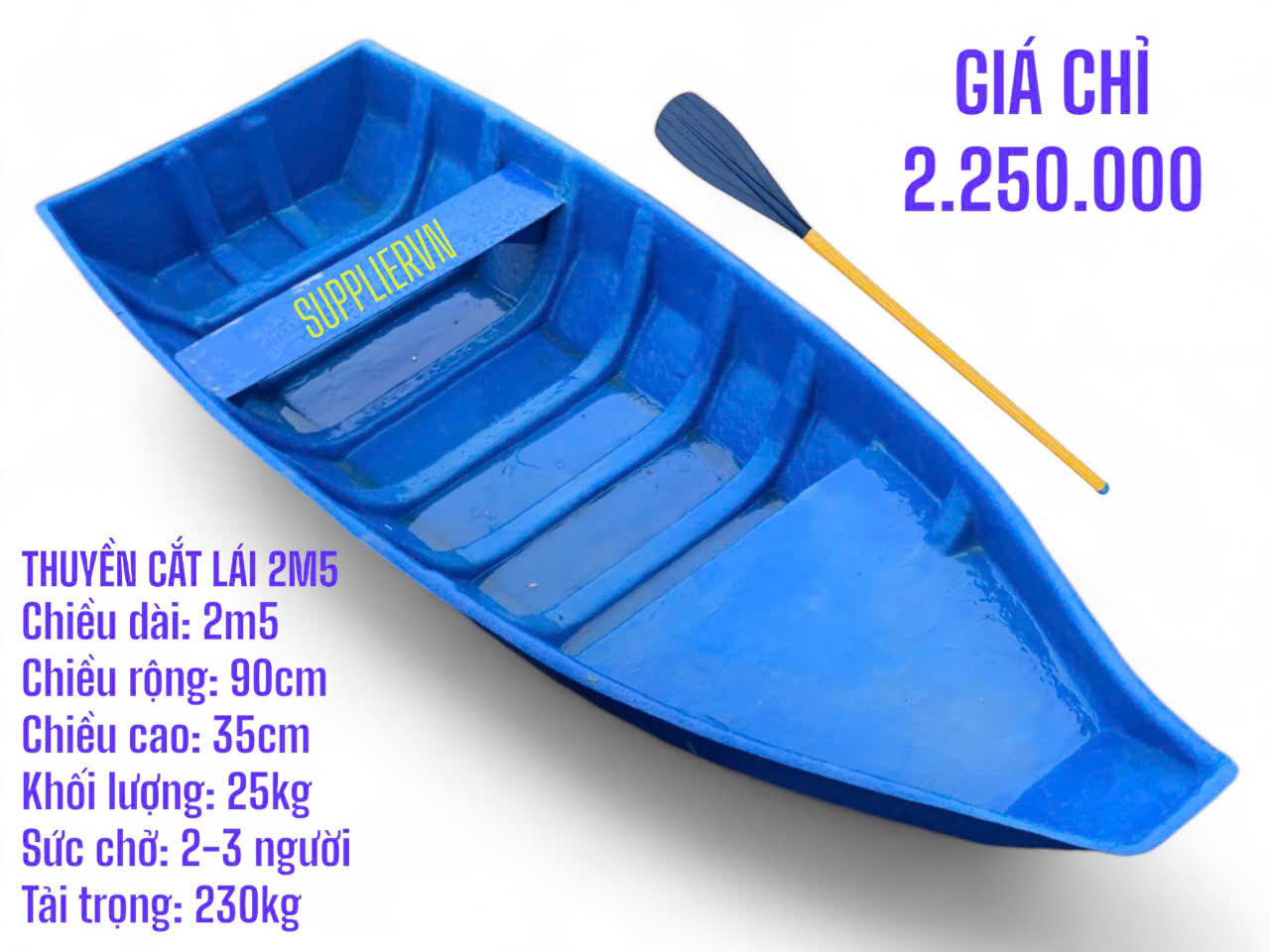 THUYỀN COMPOSITE CẮT LÁI 2M5